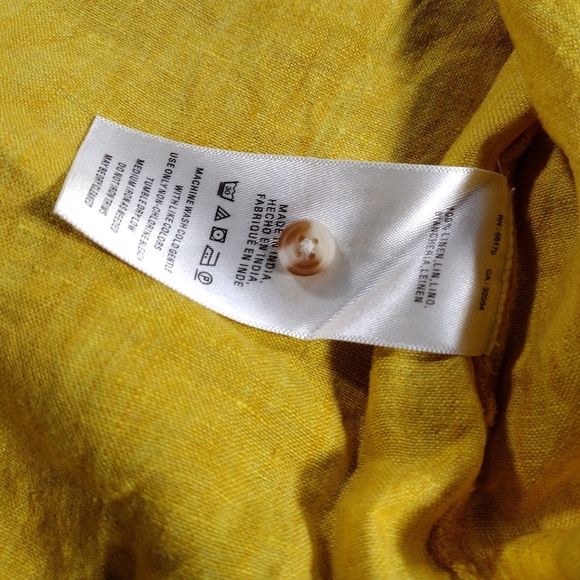 Maeve By Anthropologie Womens Mustard Yellow Marva Lace Up Linen Blouse Size 2 - Picture 6 of 8